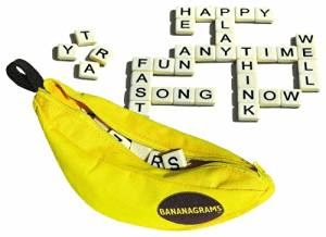 bananagrams are fun for kids to play on a plane flight